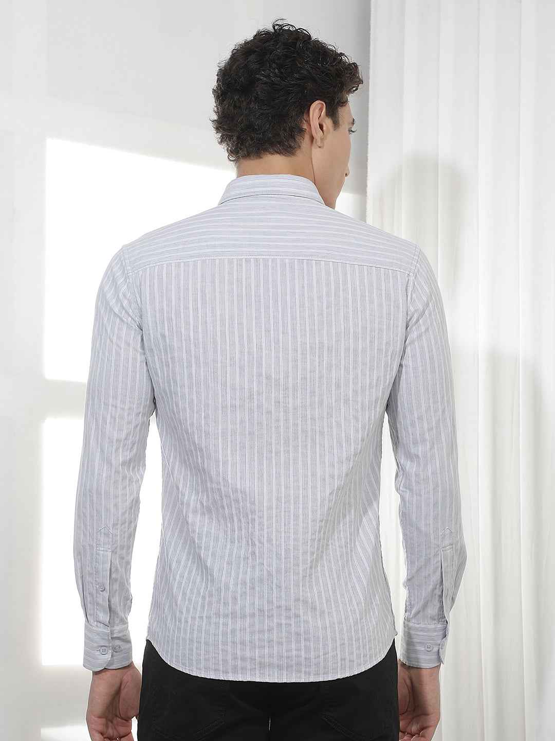 Grey Vertical Stripes Shirt