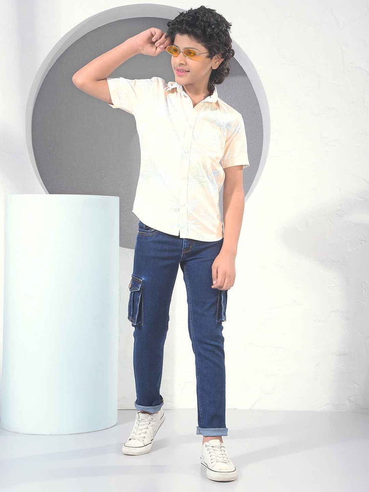 Yellow Floral Print 100% Cotton Shirt