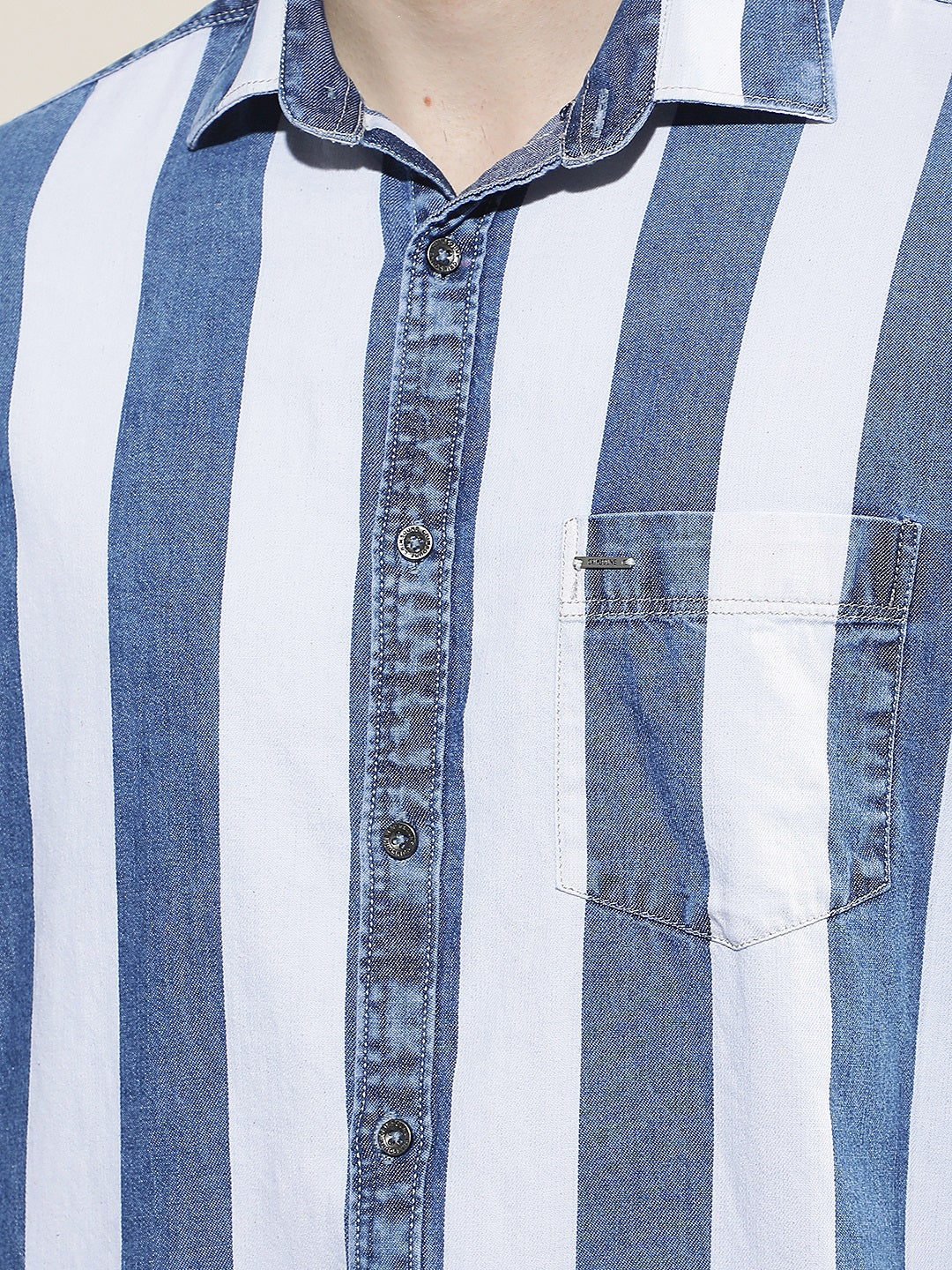 Blue Vertical Stripes 100% Cotton Shirt