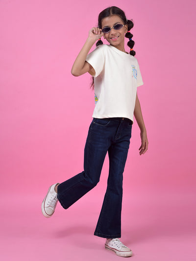Cream Graphic Print T-Shirt
