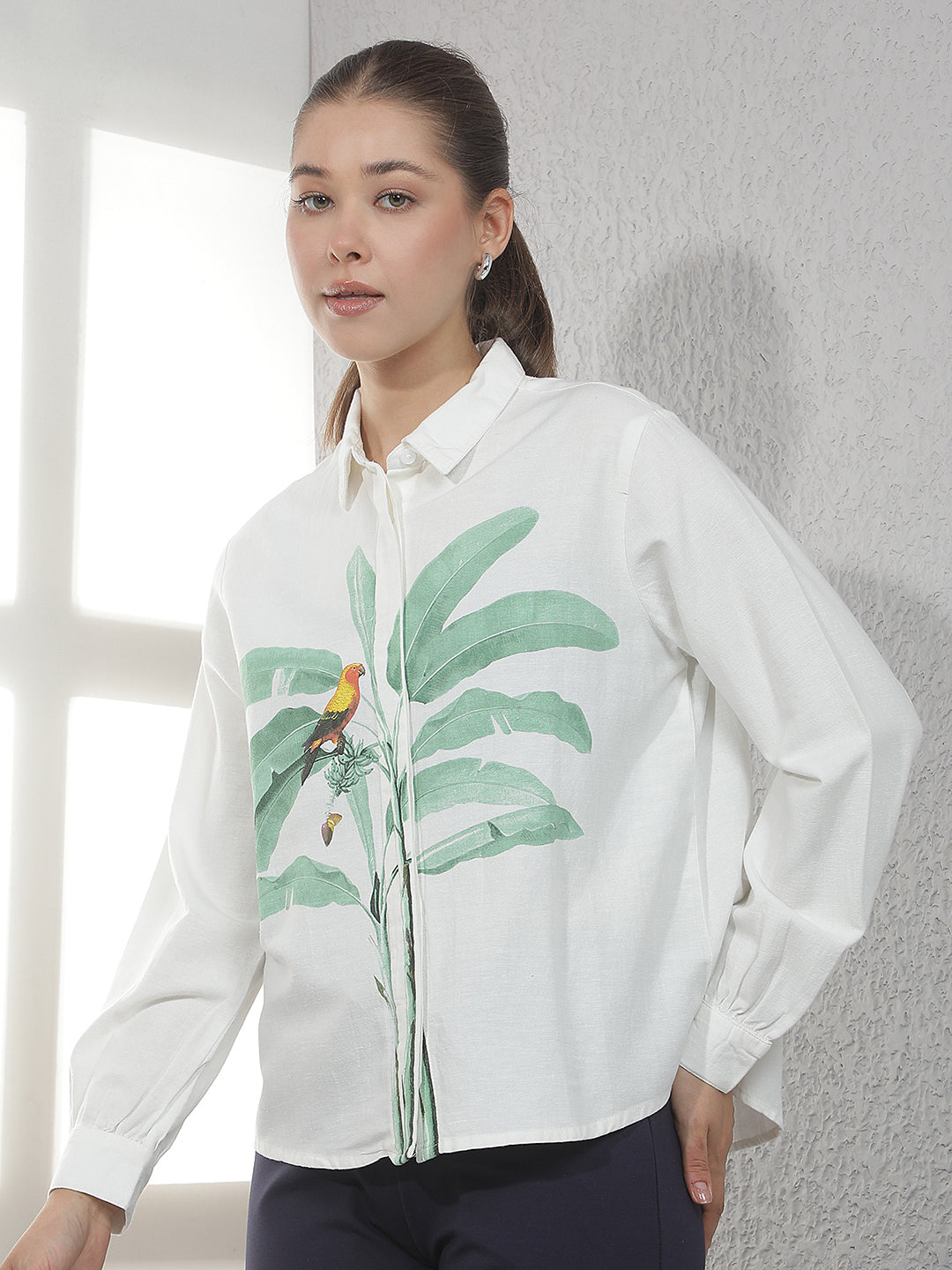 Off White Graphic Print Linen Shirt