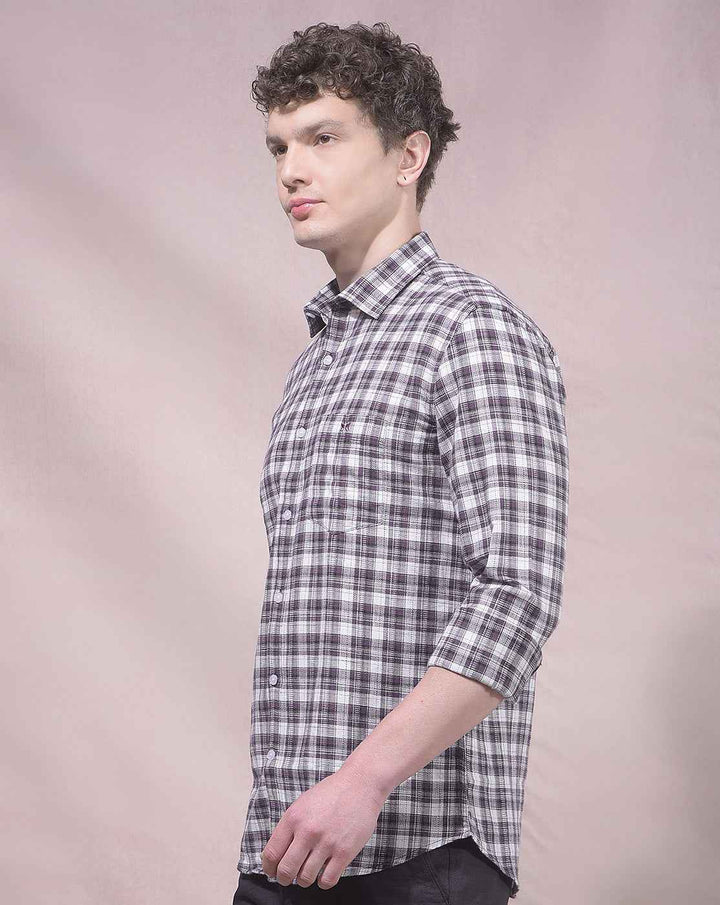 Purple Checked 100% Cotton Shirt