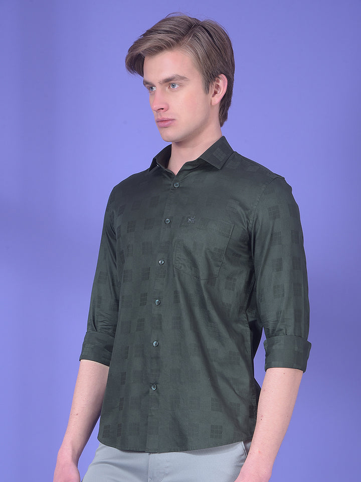 Green Jacquard 100% Cotton Shirt