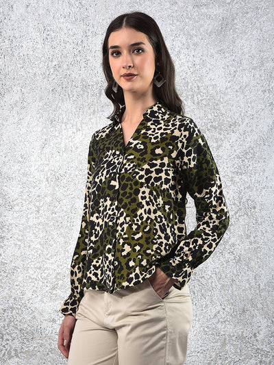Olive Leopard Print Shirt