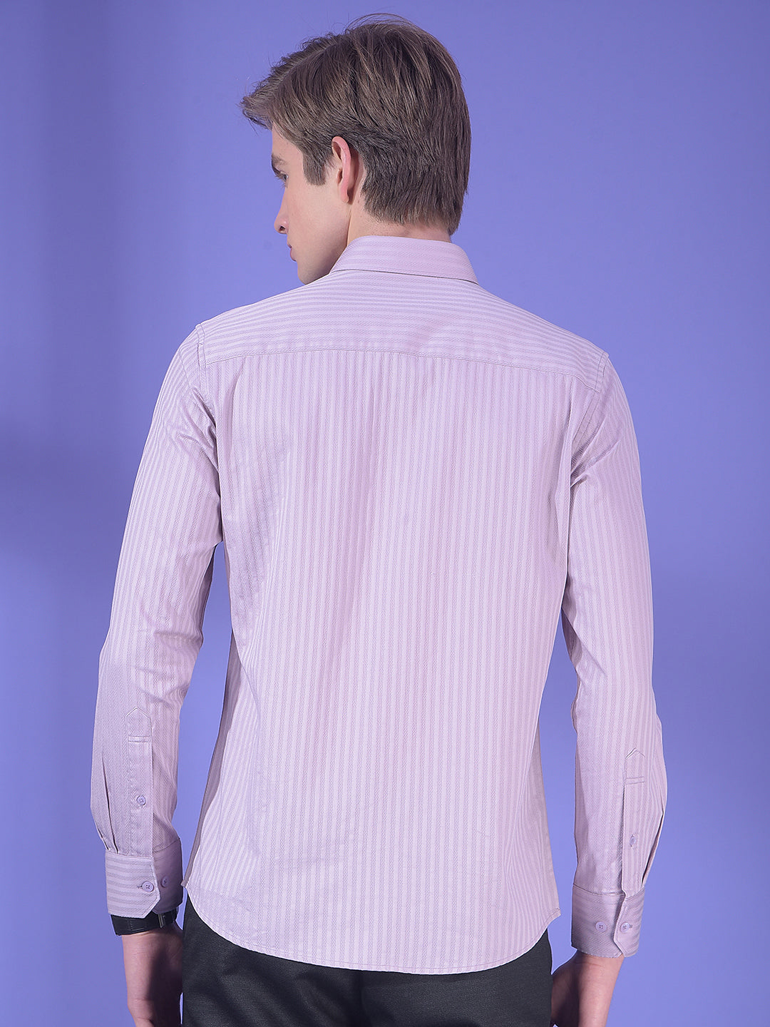 Purple Vertical Stripes 100% Cotton Shirt