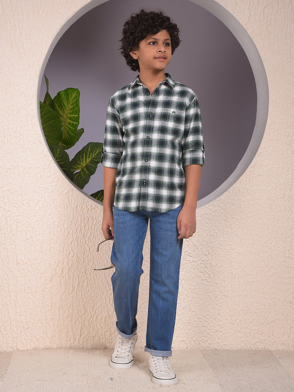 Green Checked 100% Cotton Shirt
