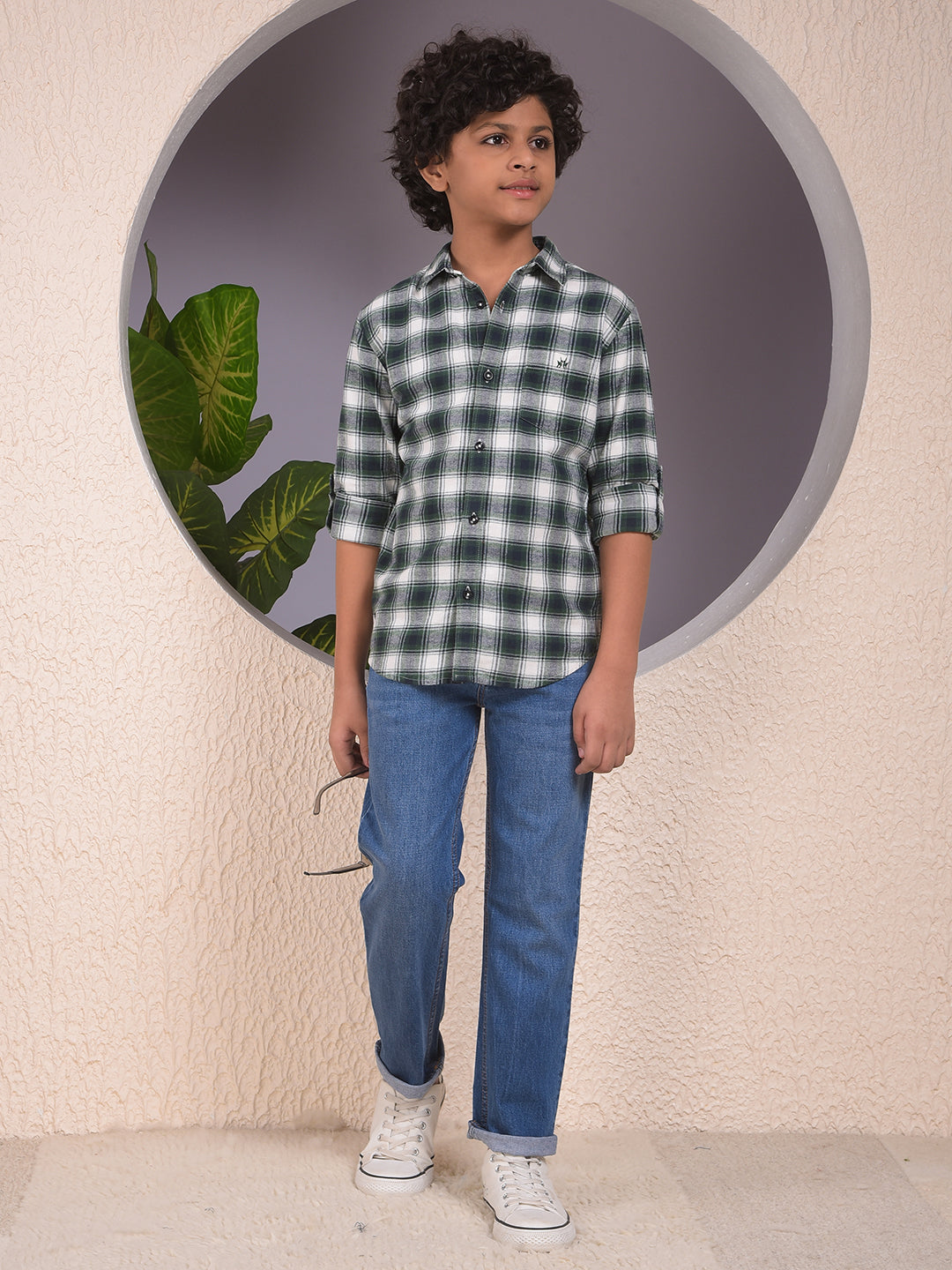 Green Checked 100% Cotton Shirt