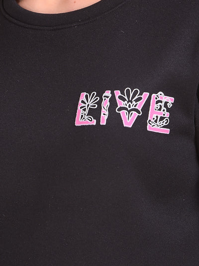 Black Graphic Print Sweatshirt