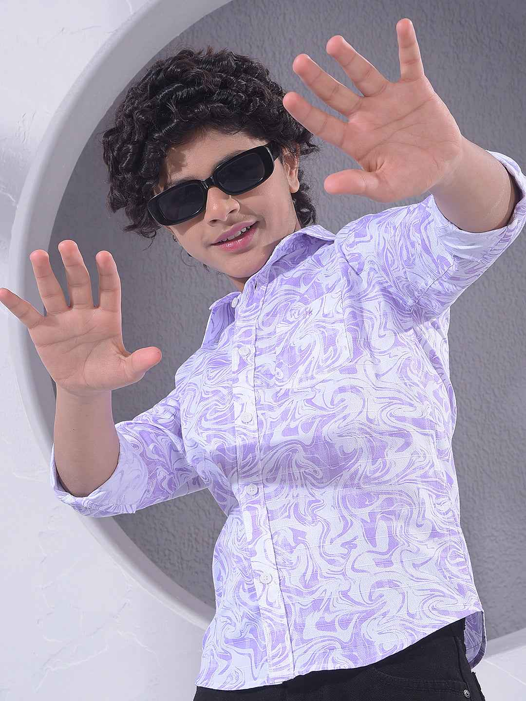 Purple Printed 100% Cotton Shirt