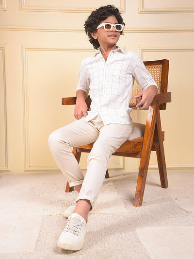 White Checked 100% Cotton Shirt