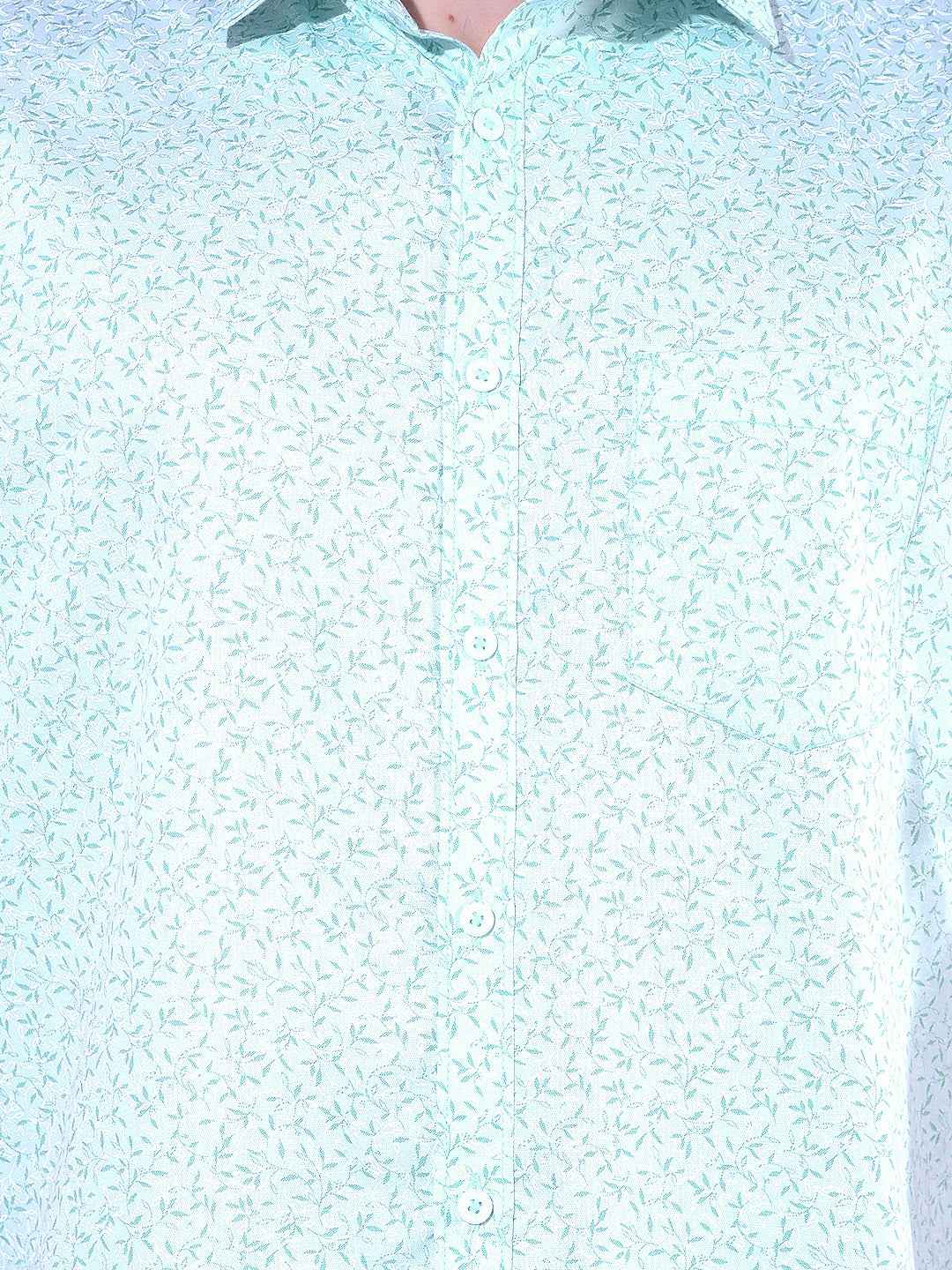 Green Botanical Print Shirt