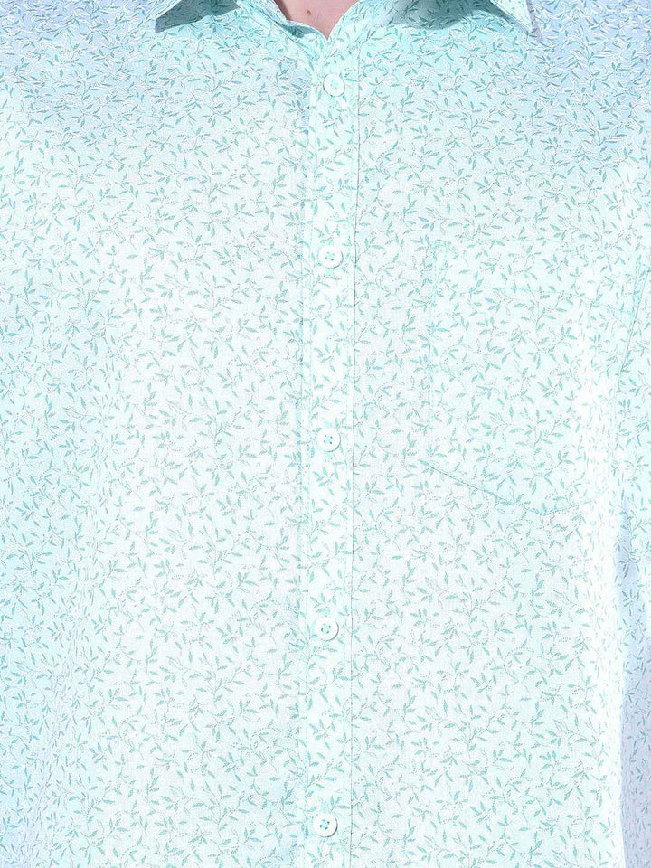Green Botanical Print Shirt