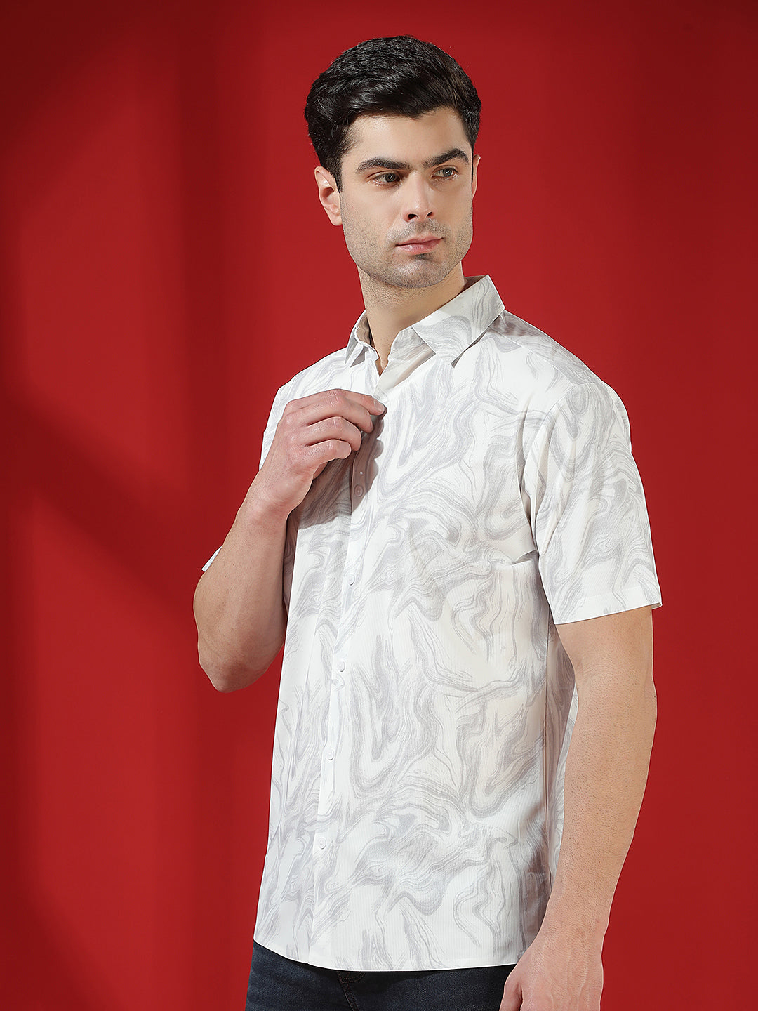 Grey Abstract Print Shirt