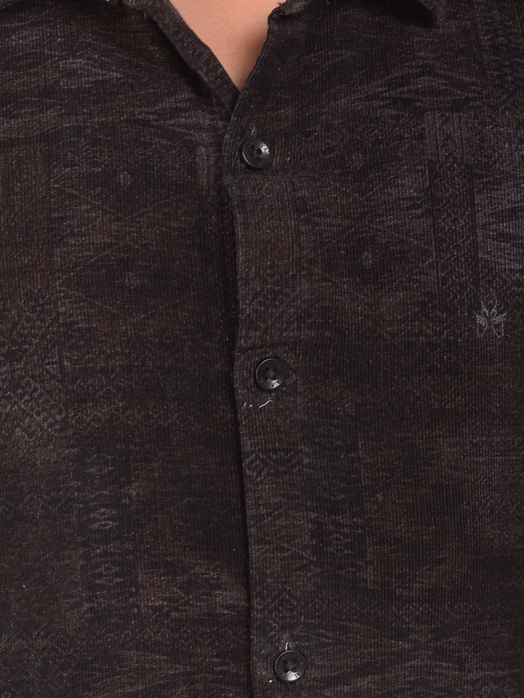 Brown Printed Corduory Shirt