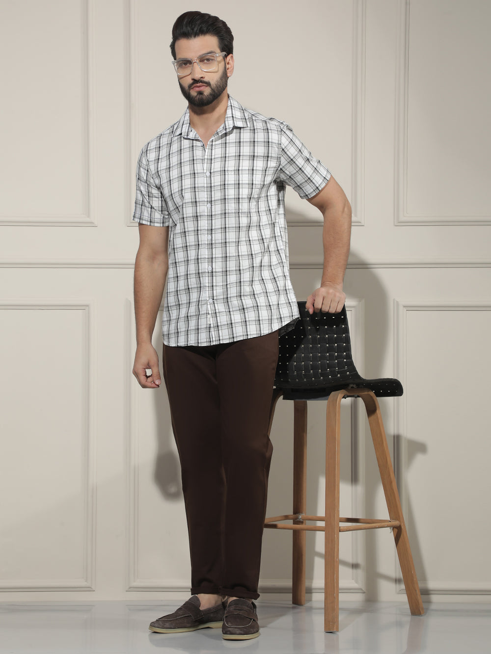 White Checked 100% Cotton Shirt