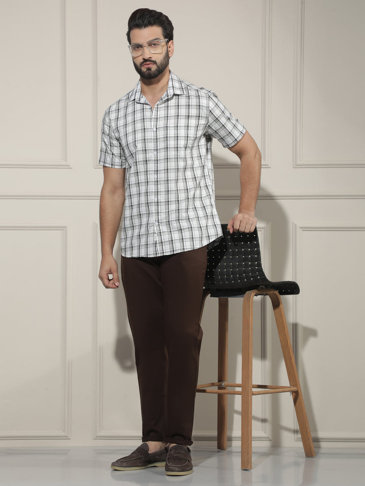 White Checked 100% Cotton Shirt