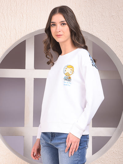 White Graphic Print Sweatshirt
