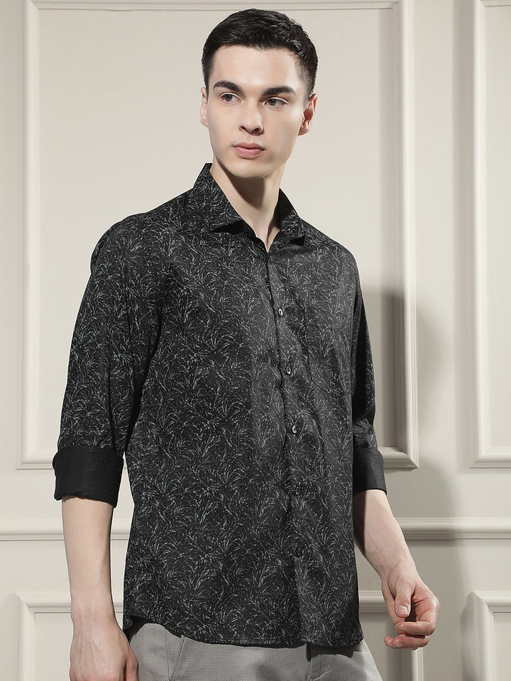 Olive Floral Print Shirt
