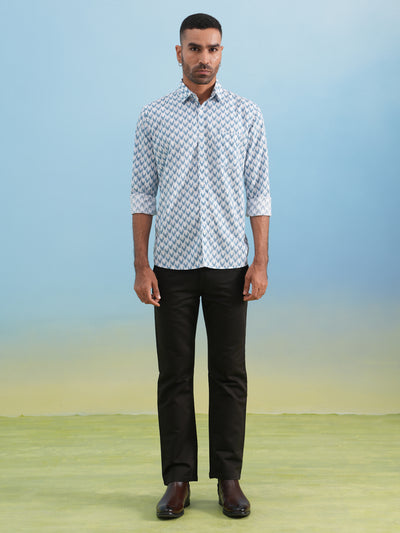 Frosted Blue Printed Shirt
