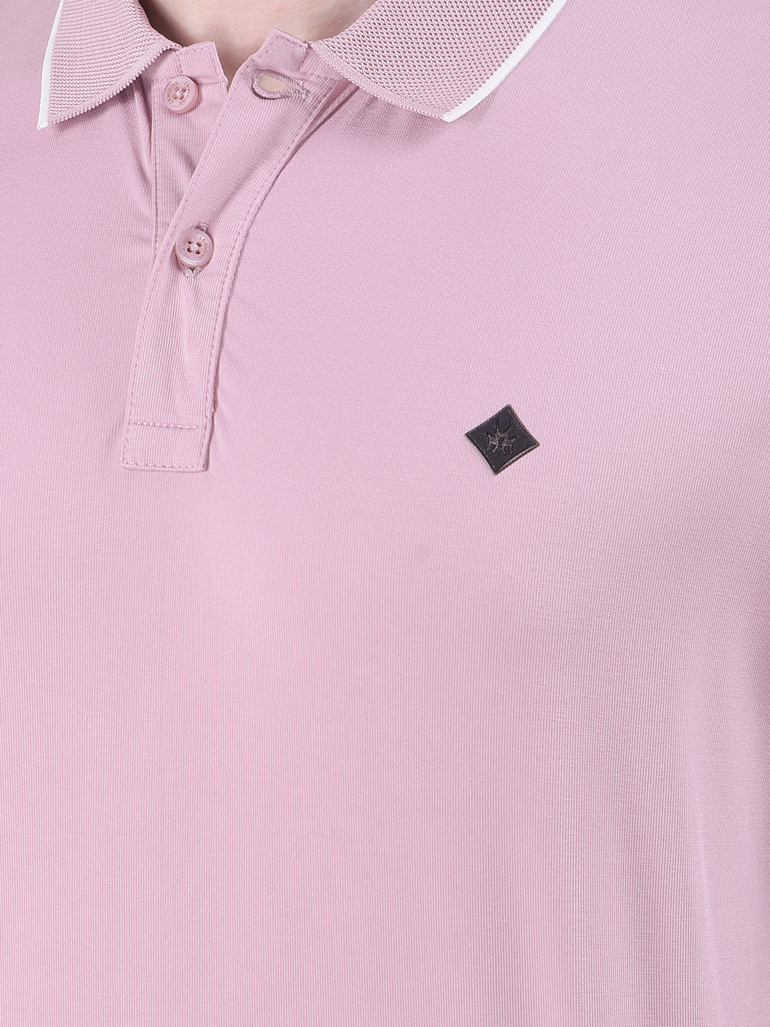 Peach Polo-Neck T-Shirt