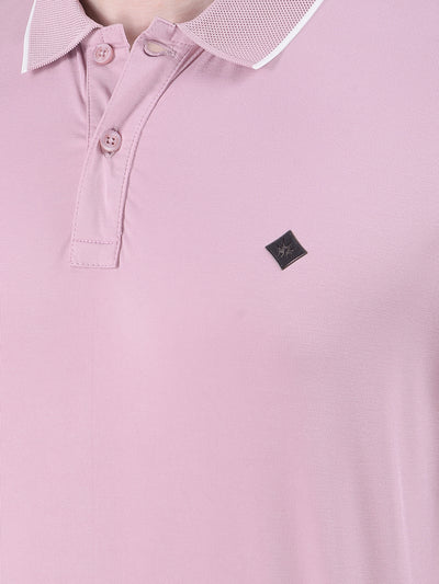 Peach Polo-Neck T-Shirt