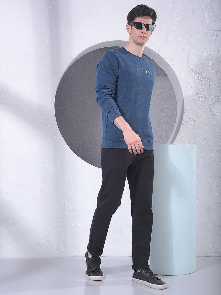 Blue Printed Sweatshirt-Men Sweatshirts-Crimsoune Club