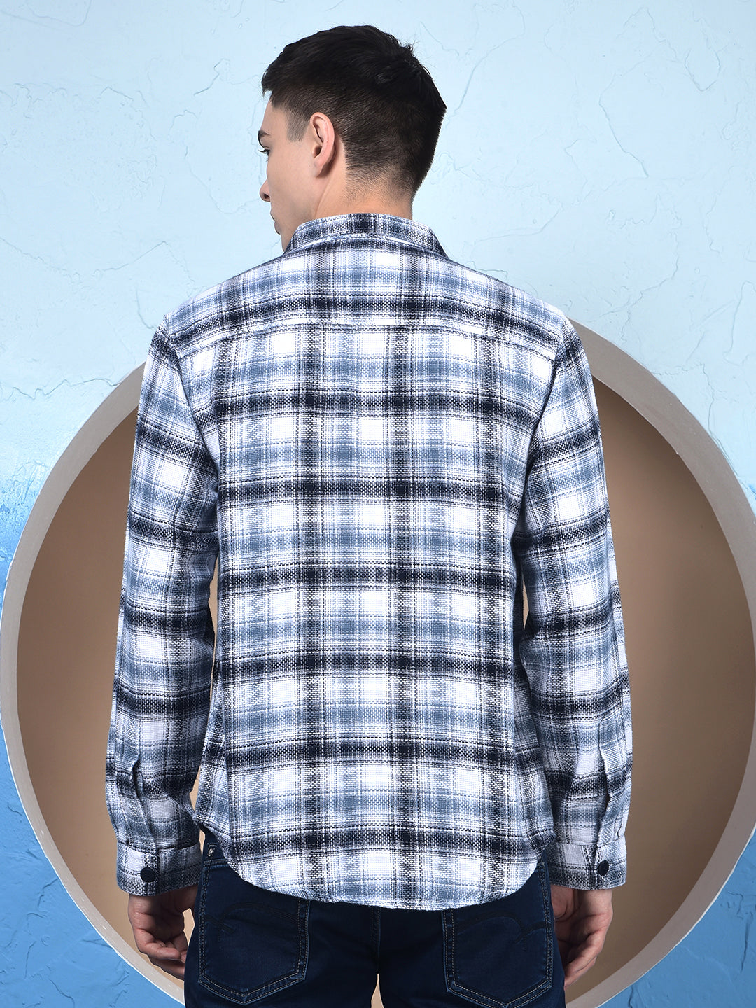 Blue Checked 100% Cotton Shirt