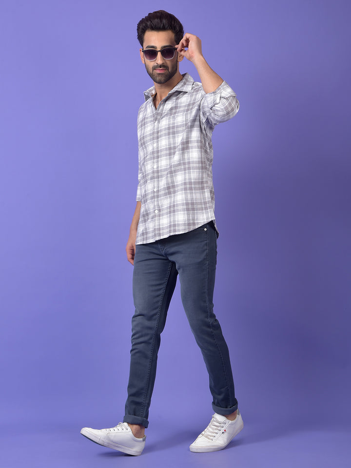 Grey Checked 100% Cotton Shirt
