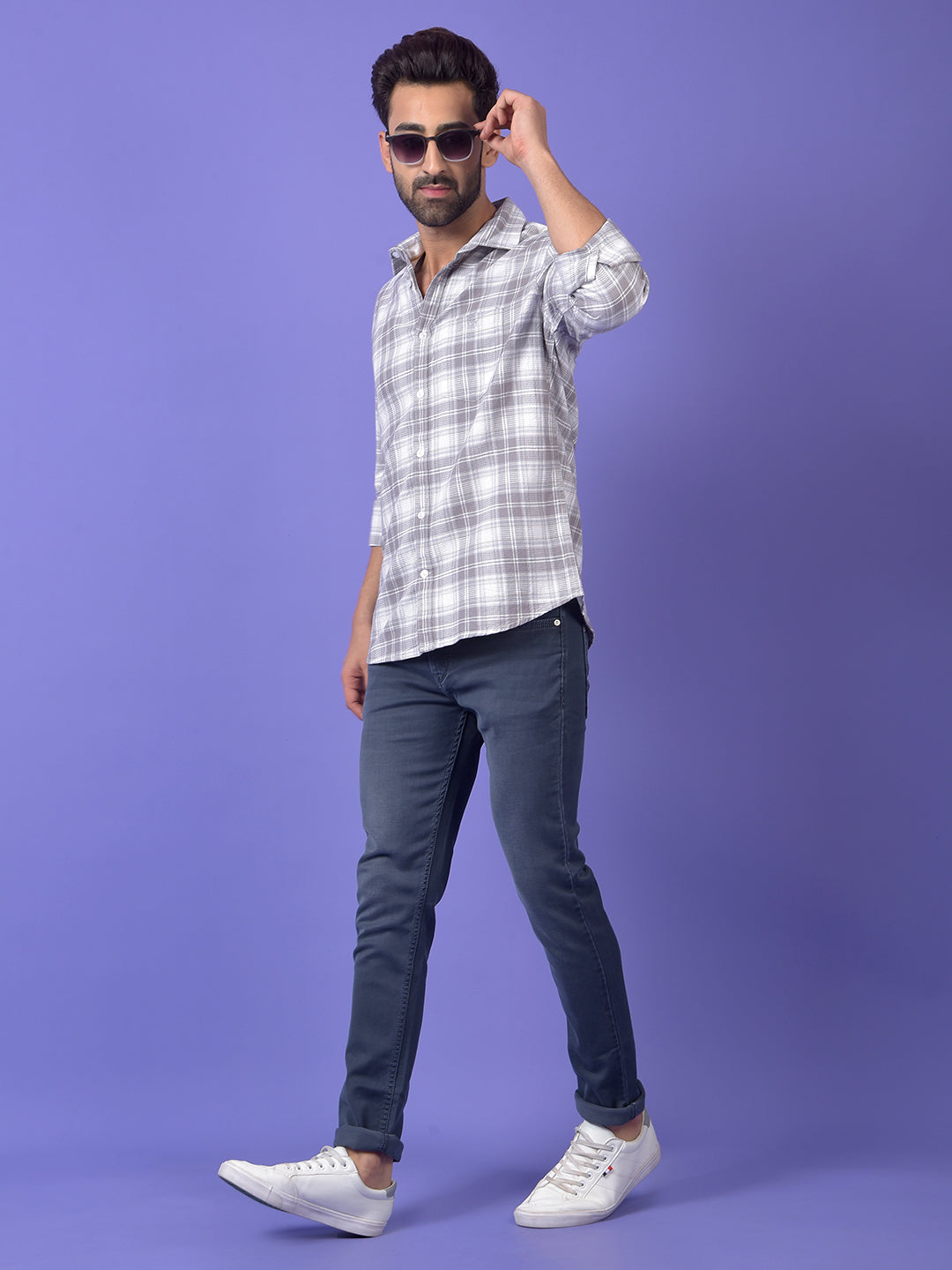 Grey Checked 100% Cotton Shirt
