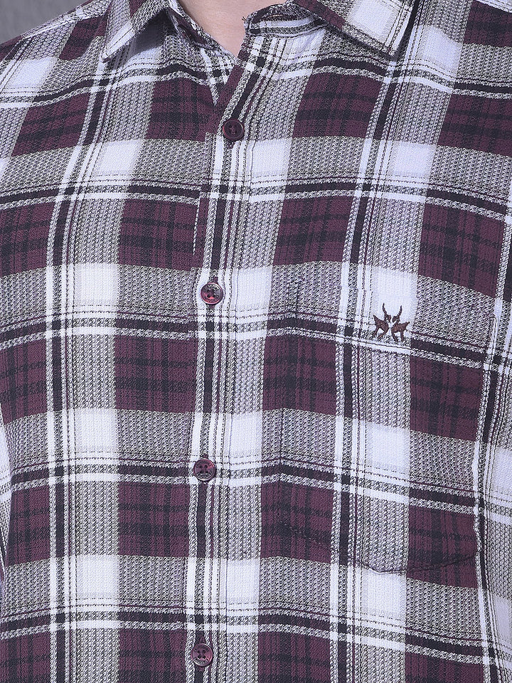 Brown Checked 100% Cotton Shirt