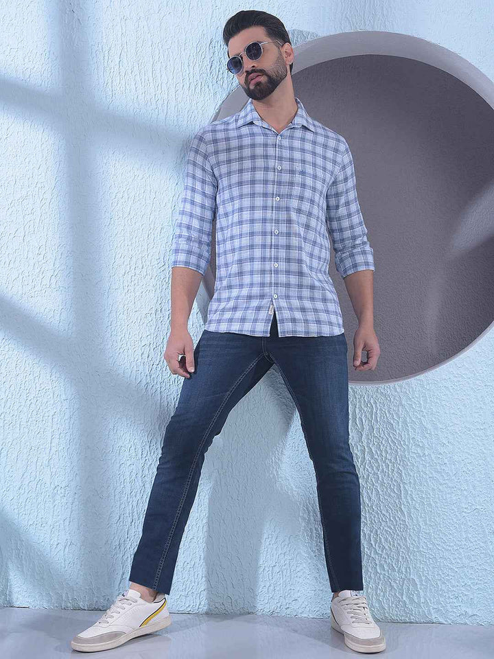 Blue Checked 100% Cotton Shirt