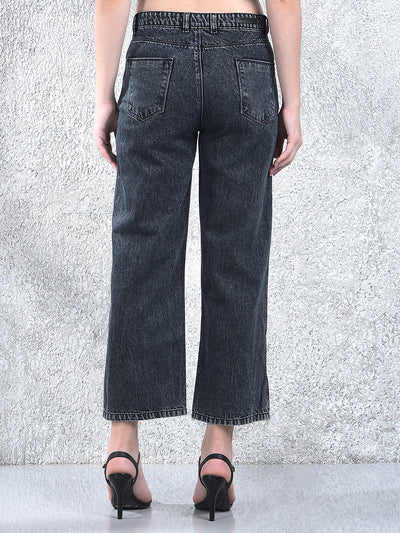 Grey Wide Leg 100% Cotton Jeans