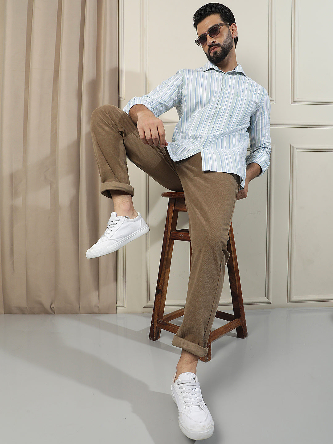 Sleek Terracotta Brown Corduroy Trousers
