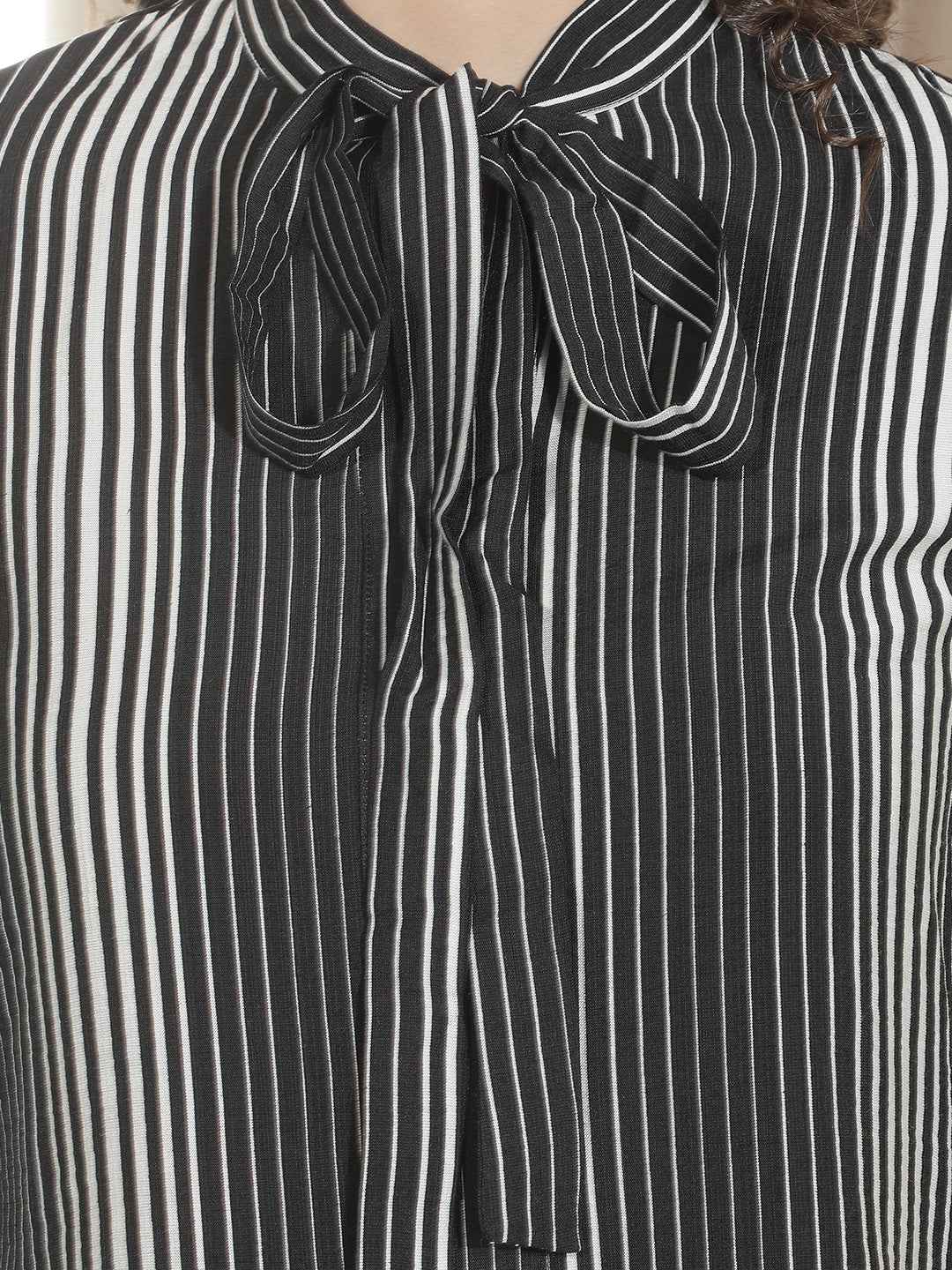 Black Vertical Striped Top