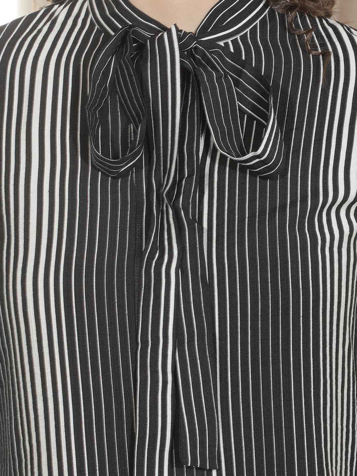 Black Vertical Striped Top