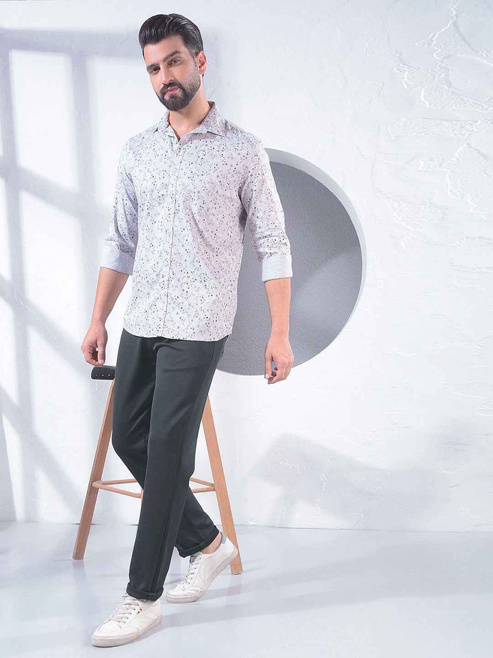 Grey Floral Print Shirt