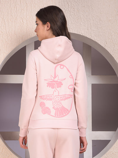 Pink Graphic Print Hooded Neck Sweatshirt