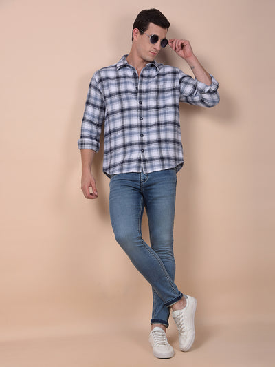Blue Checked 100% Cotton Shirt