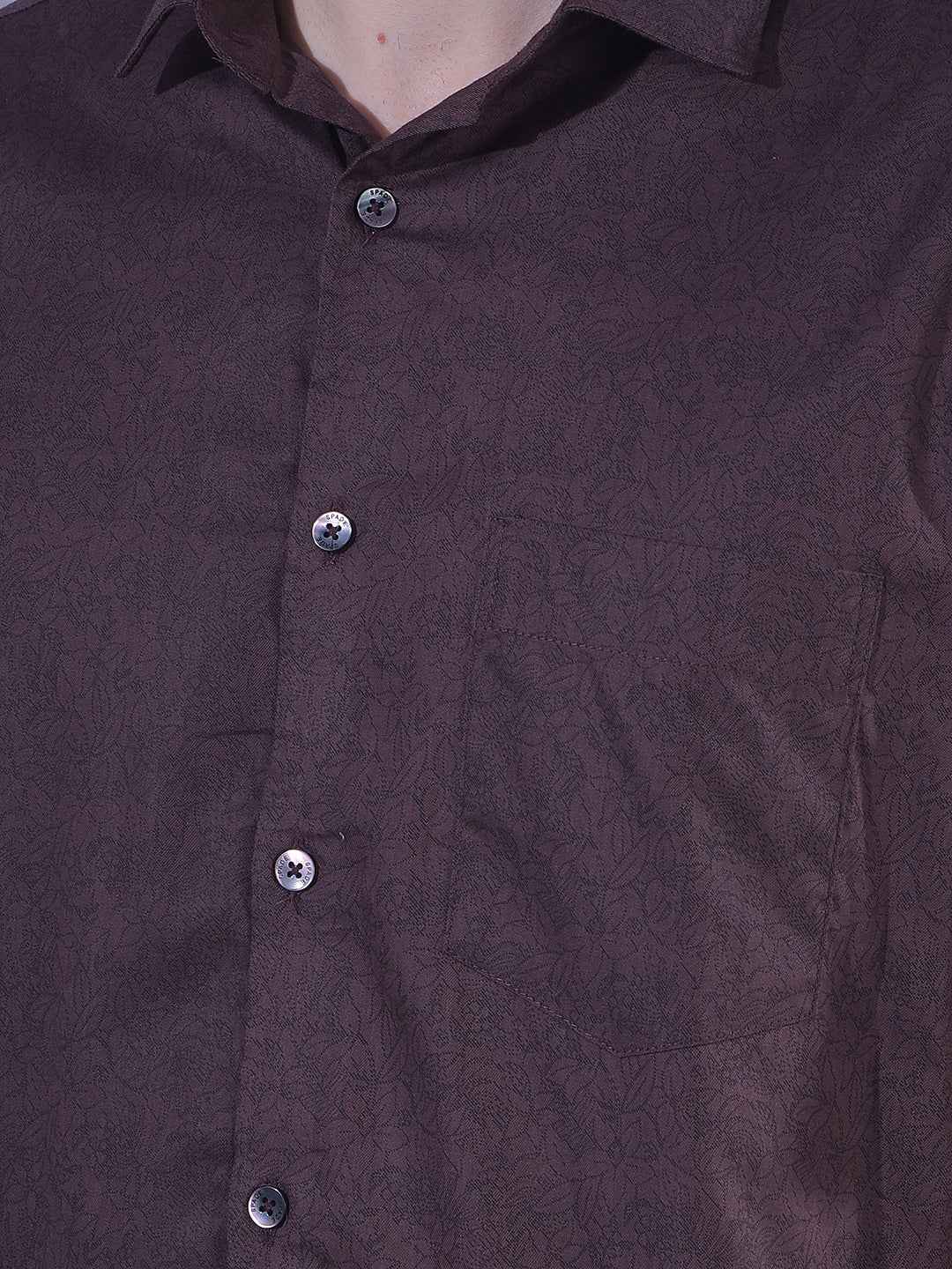 Brown Floral Print Modal Shirt