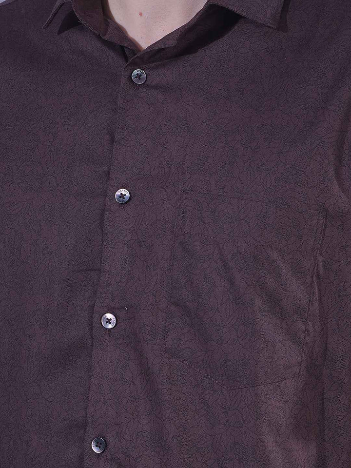 Brown Floral Print Modal Shirt