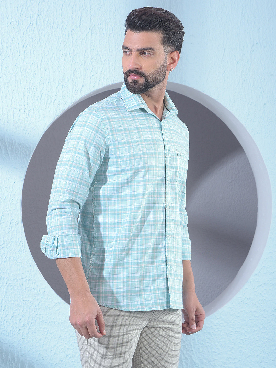 Green Checked 100% Cotton Shirt
