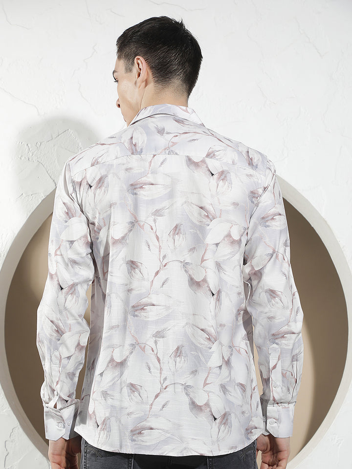 Purple Floral Print Shirt