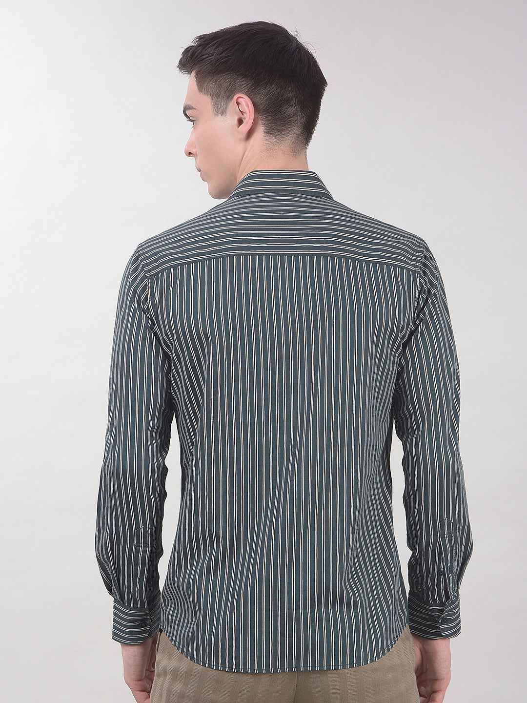 Green Vertical Stripes Shirt