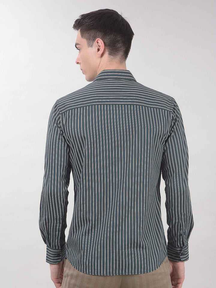 Green Vertical Stripes Shirt