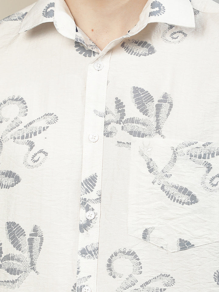Grey Floral Printed Shirt