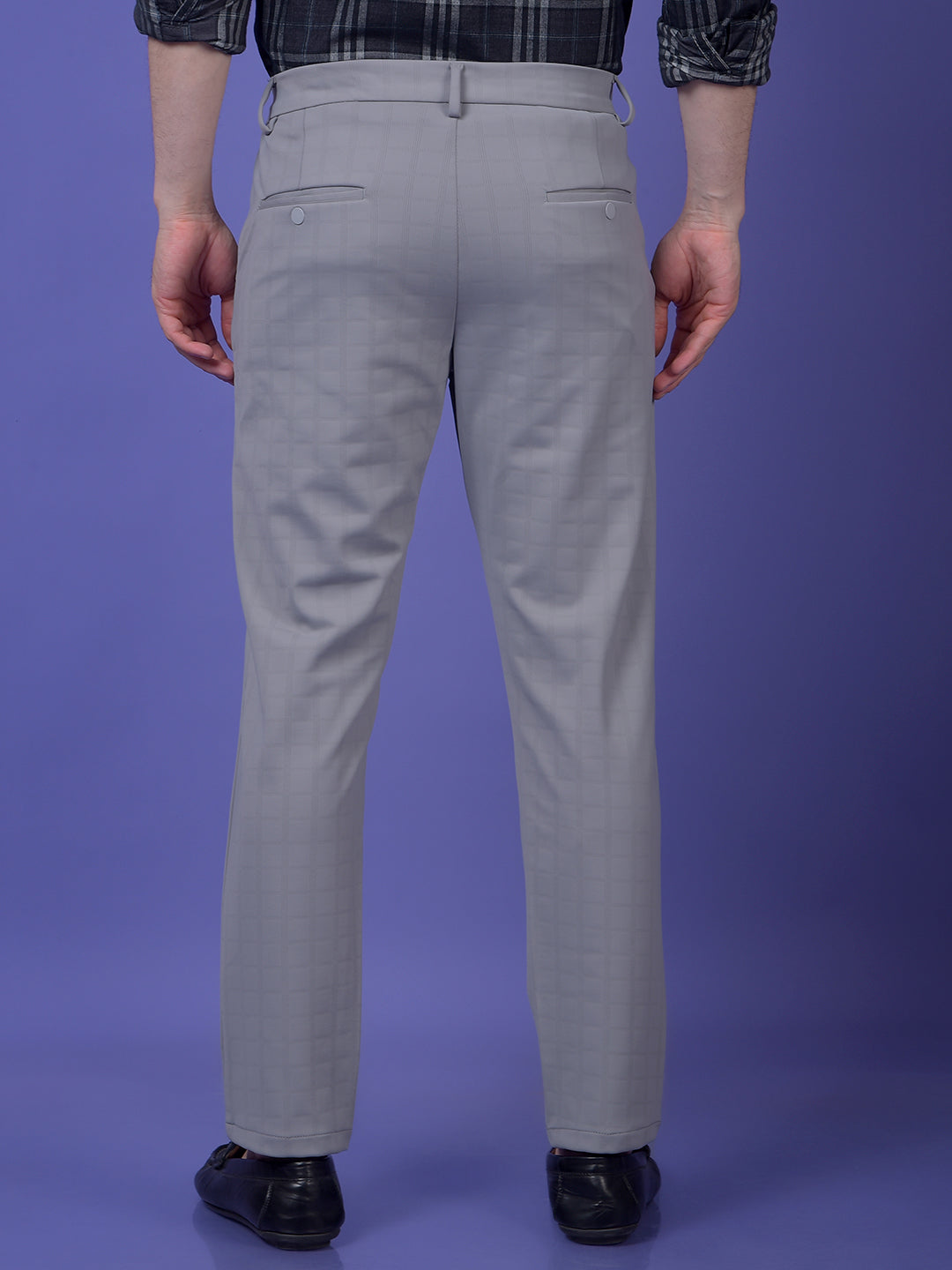 Streamlined Grey Checked Trousers