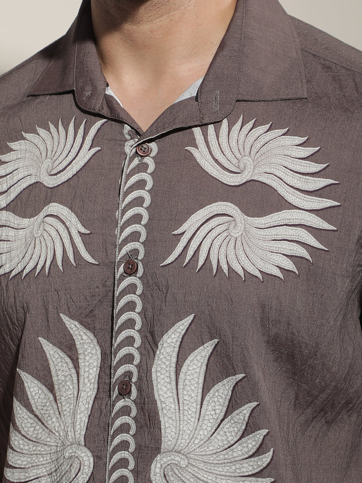 Refined Walnut Brown Printed Shirt