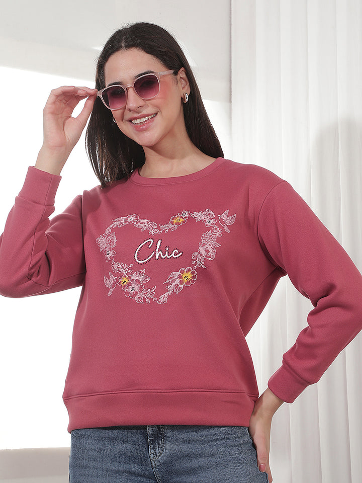 Red Floral Print Sweatshirt