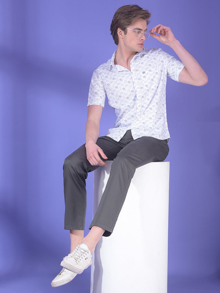 Polished Grey Floral Print Shirt