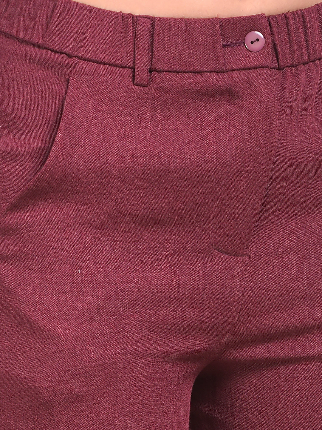 Chic Maroon Casual Trousers